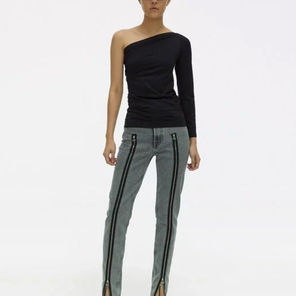HELMUT LANG One shoulder,  Long Sleeve Top (size Med)